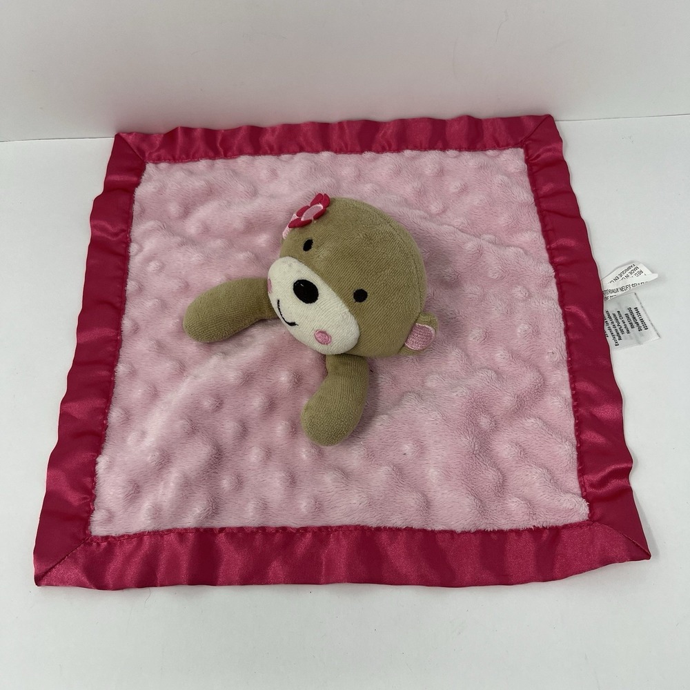 Garanimals Security Blanket OS Pink Monkey Minky Dot Satin Trim GM4560G